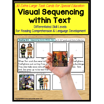 Sequencing Events with Text and Pictures Task Cards for Autism/Special Education